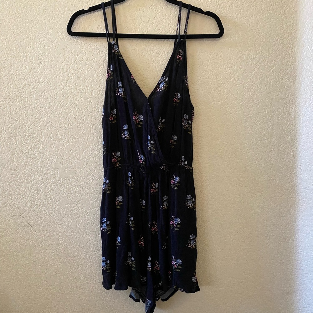 American Eagle Black Floral Romper